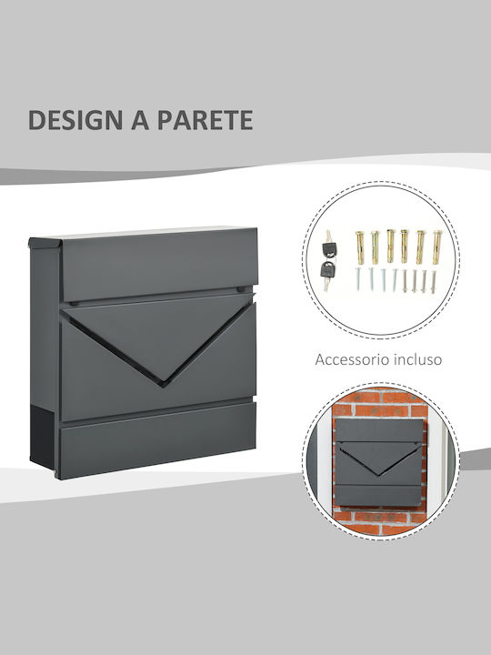 HomCom Außenbereich Briefkasten Inox in Gray Farbe 37x37x10.5cm