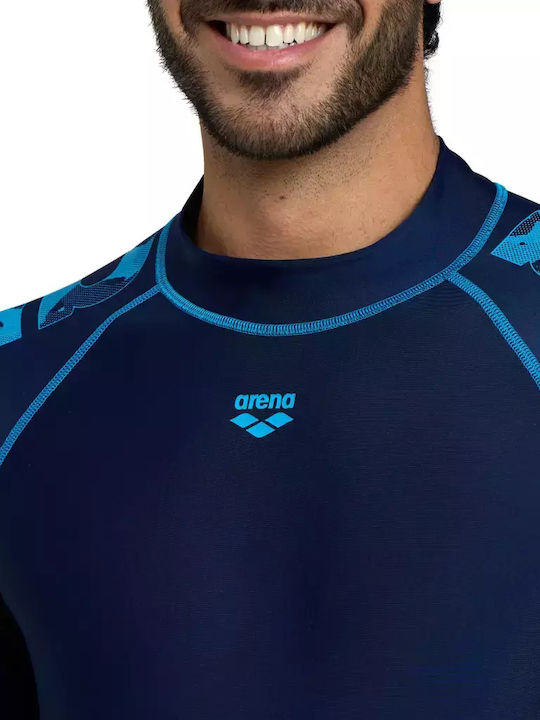 Arena Rash Vest Men's Long Sleeve Sun Protection Shirt Blue