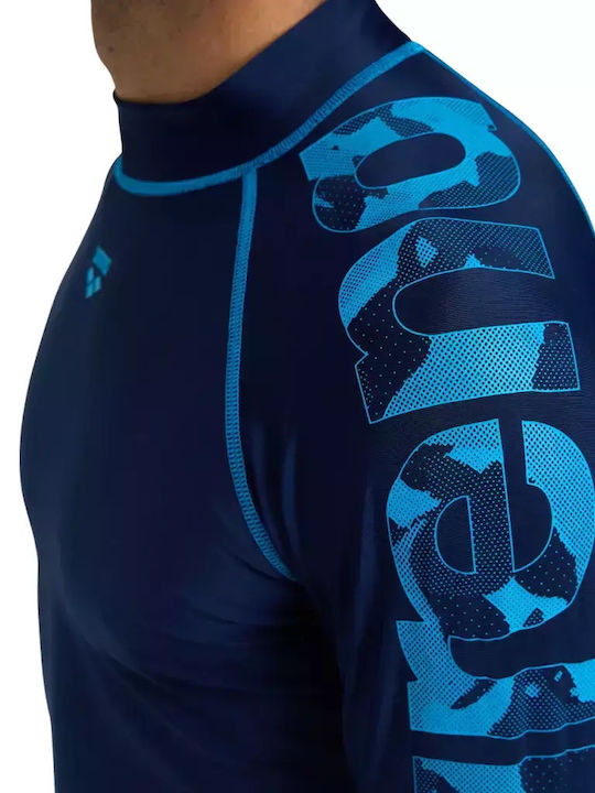 Arena Rash Vest Men's Long Sleeve Sun Protection Shirt Blue