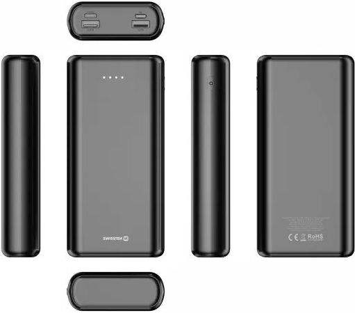 Swissten Power Bank 20000mAh with USB-A Port and 2 USB-C Ports Black