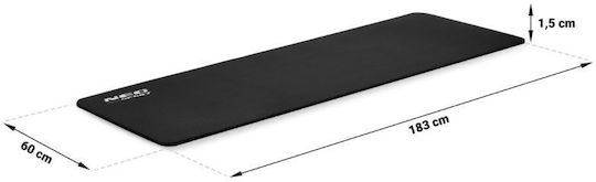 NEO Sport Exercise Mat Black with Carry Strap (183x60x1.5cm)
