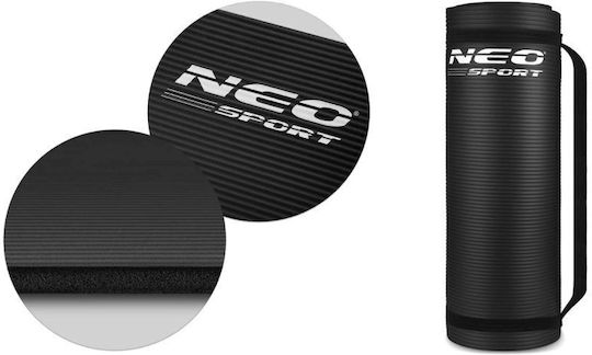 NEO Sport Exercise Mat Black with Carry Strap (183x60x1.5cm)