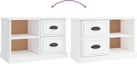 TV Stand from Wood & Glass White L73xW35.5xH47.5cm
