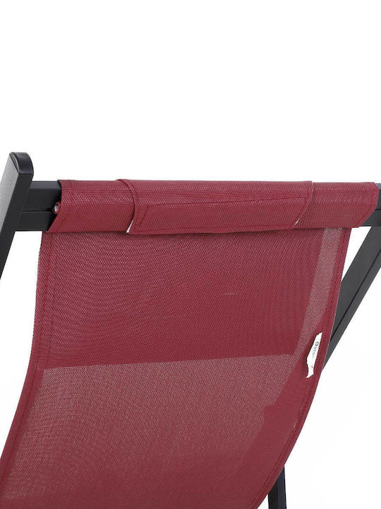 Deckchairs Aluminum with Red Fabric 2pcs 96.5x58x105cm