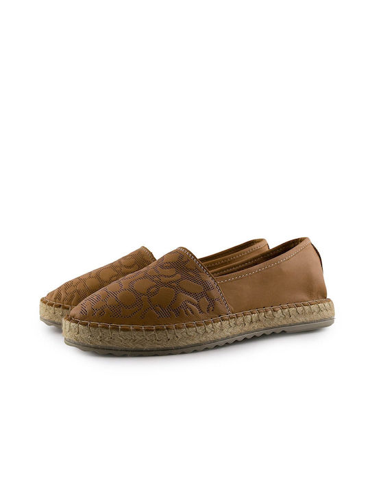 Top3 23470 Women's Leather Espadrilles Tabac Brown