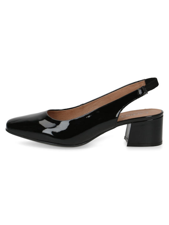 Caprice Patent Leather Black Heels with Strap