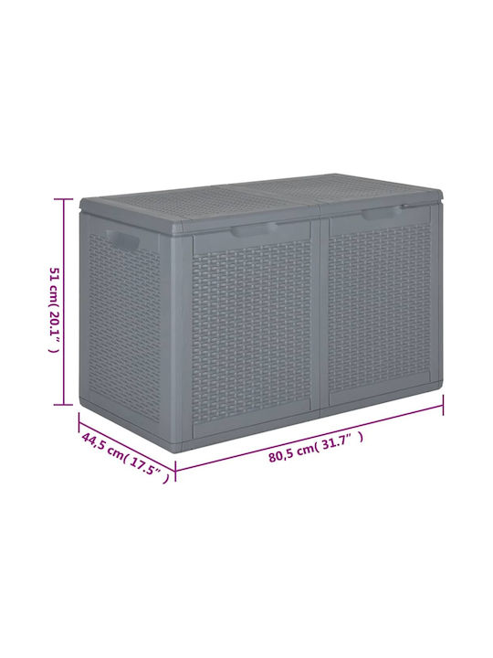 vidaXL Outdoor Storage Box 180lt Gray L80.5xW44.5xH51cm