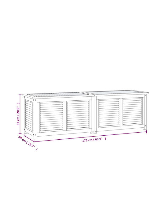 vidaXL Wooden Outdoor Storage Box Brown 175x50x53cm