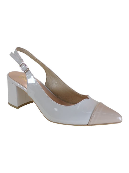 Katia Shoes Women's Shoes Pumps 16-5089 cream-powder patent katia shoes 16-5089 krem poudra