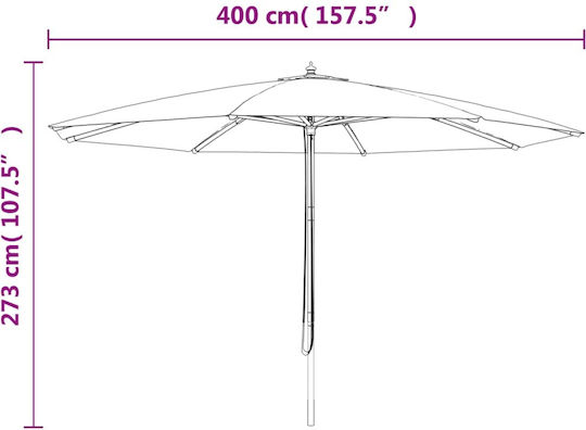 Runder Holz-Garten- und Terrassen-Sonnenschirm Anthrazit F4xY2,73m