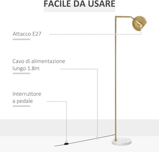 HomCom Vintage Lampa de podea Auriu