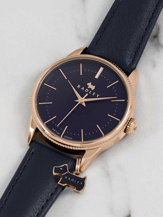 Radley Γυναικείο Ρολόι 35mm Μπαταρίας με Μπλε Δερμάτινο Λουράκι