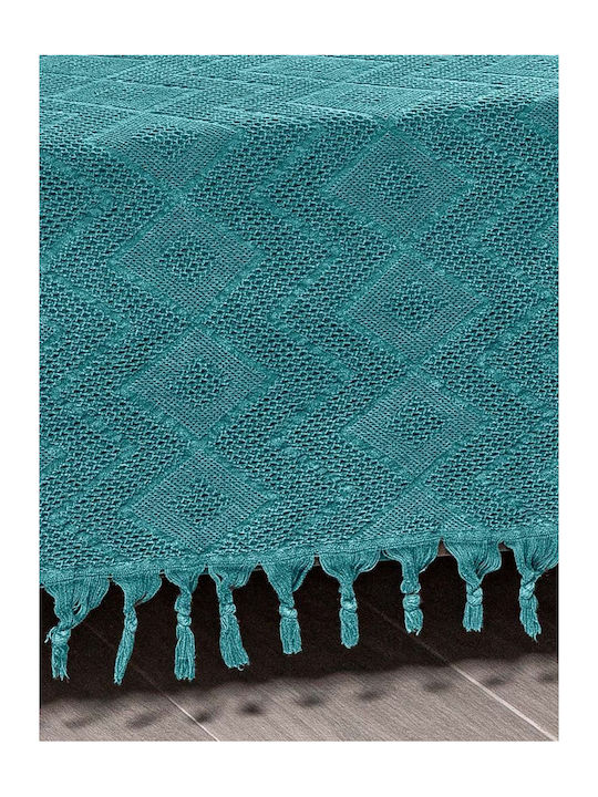 Madi Tifon Pique Blanket Queen with Fringes 220x240cm Petrol Blue