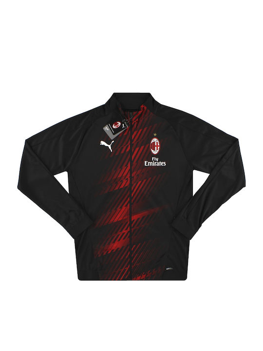 Athletic Kids Sweatshirt Cardigan with Hood Black AC MILAN