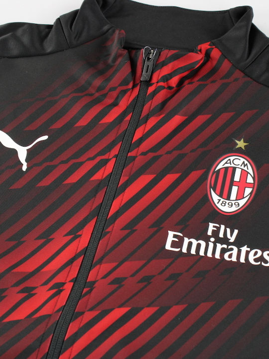 Athletic Kids Sweatshirt Cardigan with Hood Black AC MILAN