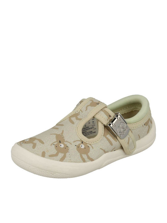 Kids Ballerinas Briley Bow with Adjustable Metal Clasp Beige