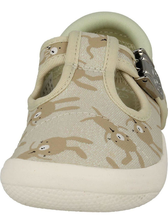 Kids Ballerinas Briley Bow with Adjustable Metal Clasp Beige