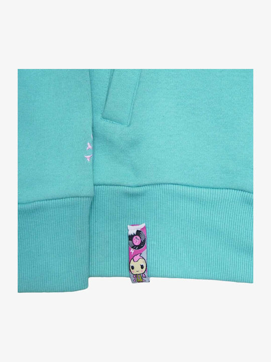 Women's Sweatshirt Jacket Hooded Turquoise