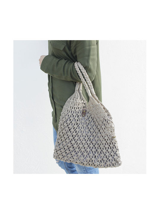 Handmade macrame bag in sand color