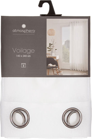 Atmosphera Κουρτίνα με Τρουκς Λευκή 140x240εκ.