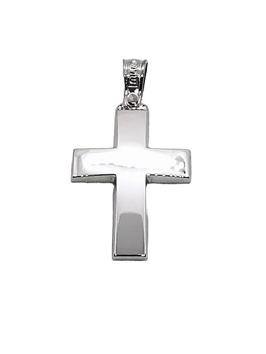 Triantos Crucifix din Aur Alb 14K cu Lanț 1.2.1310W