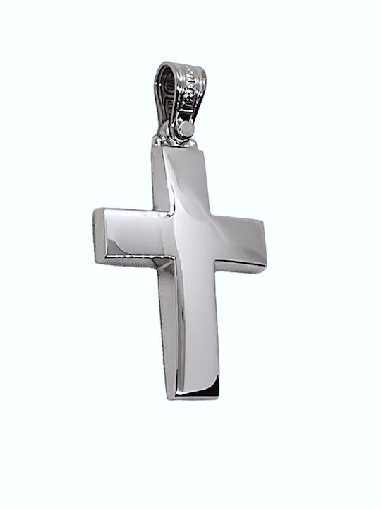 Triantos Crucifix din Aur Alb 14K cu Lanț 1.2.1310W
