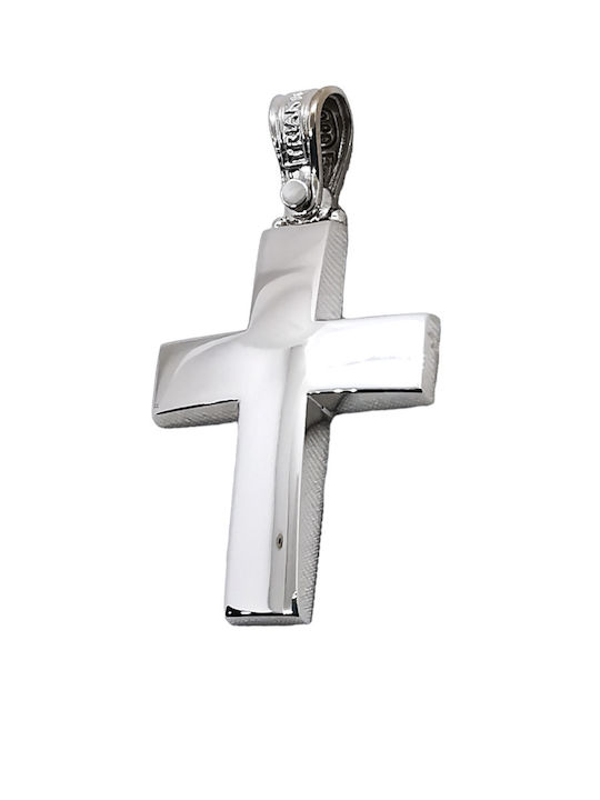 Triantos Crucifix din Aur Alb 14K cu Lanț 1.2.1310W