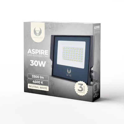 Forever Light Στεγανός Προβολέας LED 30W Φυσικό Λευκό 4500K IP66