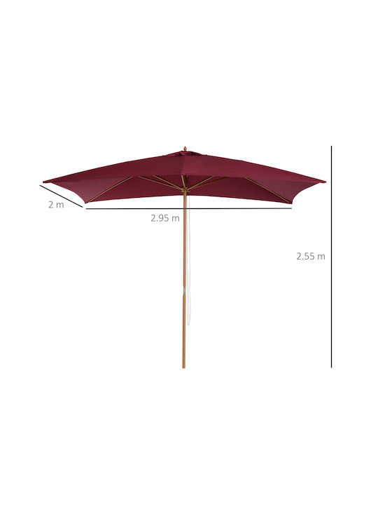 Runder Holz-Garten- und Terrassen-Sonnenschirm Burgunderrot F2xH2.55m
