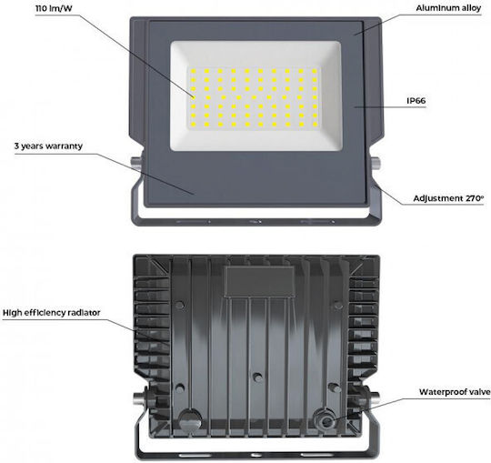 Forever Light Στεγανός Προβολέας LED 30W Ψυχρό Λευκό 6000K IP66