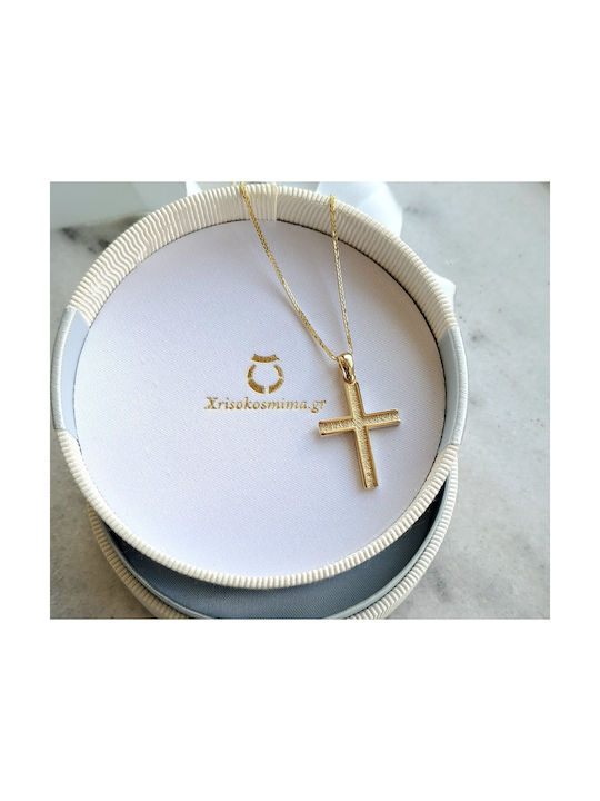 14K Gold solid gold engagement cross with chain