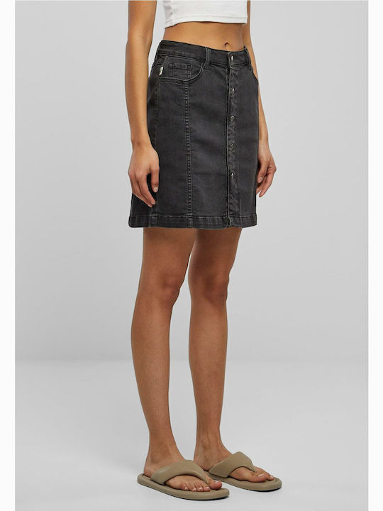 TB6039 Denim Hoch tailliert Mini Rock Schwarz