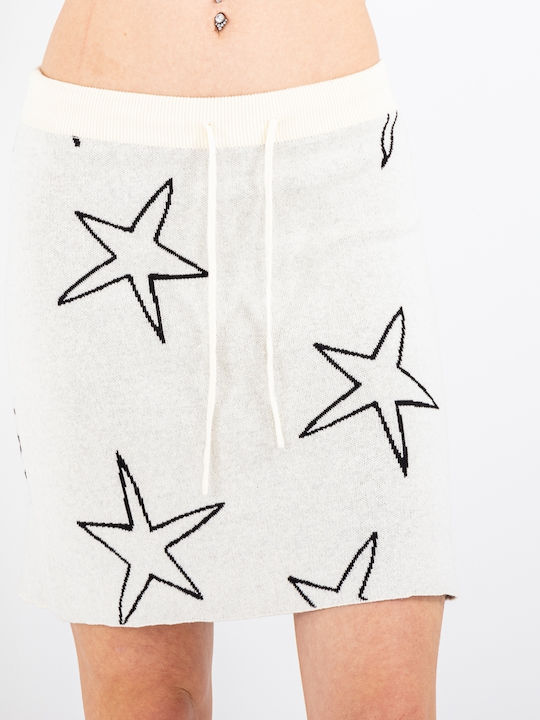 Stars Hoch tailliert Mini Rock Weiß