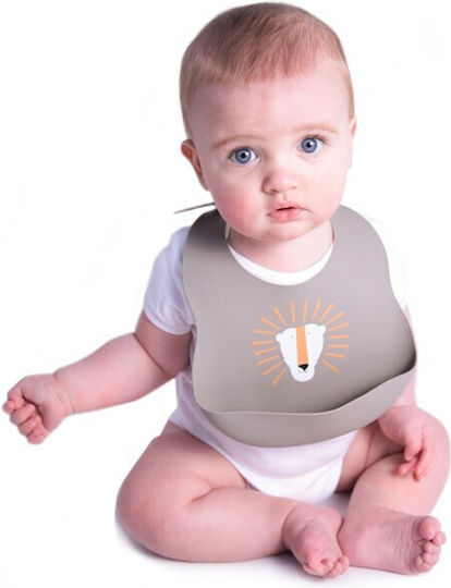 Baby Cloud Lion Waterproof Bib Silicone with Button & Pocket Green