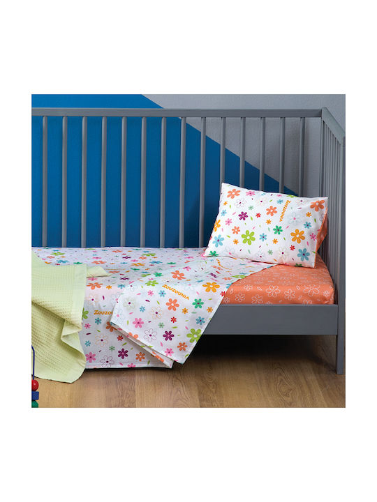 Zouzounia Λουλούδι Set Baby Bettwäsche Für Krippe Baumwolle 120x160cm 3Stück ZOU-BD-005