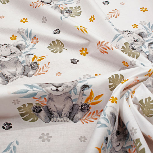 Dimcol Lion Cub Baby Sheet Crib Cotton Gray 80x110cm