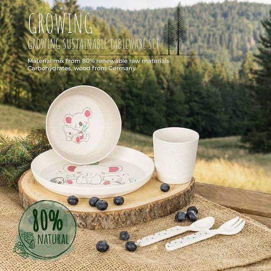 Reer Set Essgeschirr Lovely Friends aus Holz Beige 5Stück