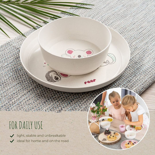Reer Set Essgeschirr Lovely Friends aus Holz Beige 5Stück