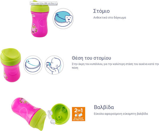 Chicco Easy Cup Чаша за обучение Пластмаса Розов Боровинки за 12m+м+ 266мл F04-06961-10