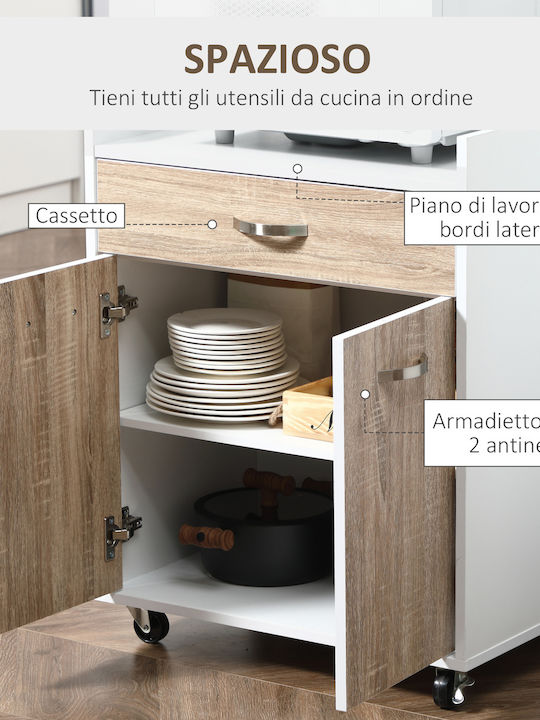 HomCom Wooden Kitchen Trolley 4 Tiers White 60x40x77cm