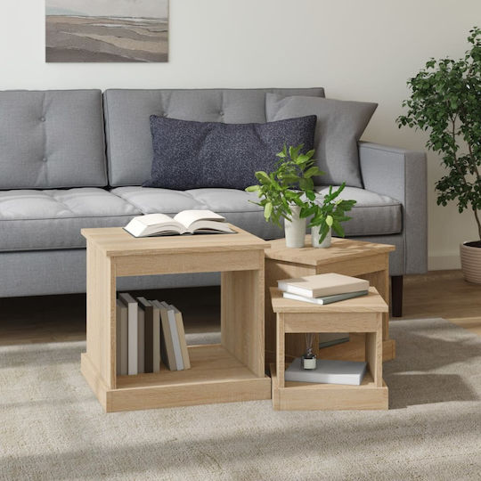 Ορθogonales Zigon-Set aus Holz Sonoma Eiche 3 Stück M48xB45xH45cm