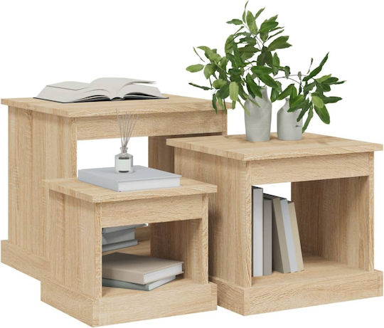 Ορθogonales Zigon-Set aus Holz Sonoma Eiche 3 Stück M48xB45xH45cm