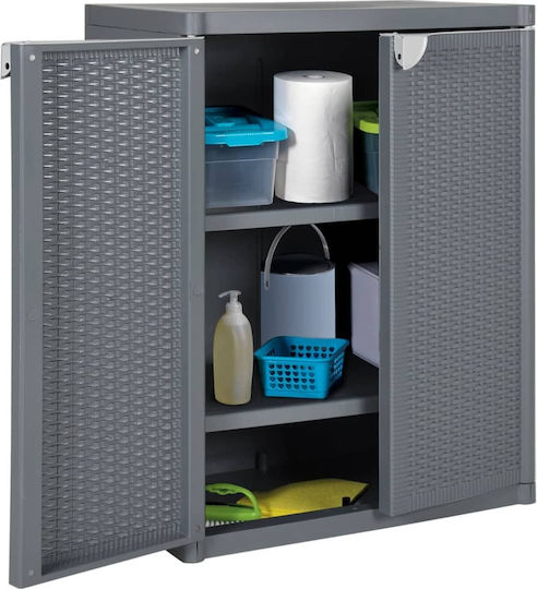 Double Door Wardrobe Plastic with 2 Shelves 65x45x88cm