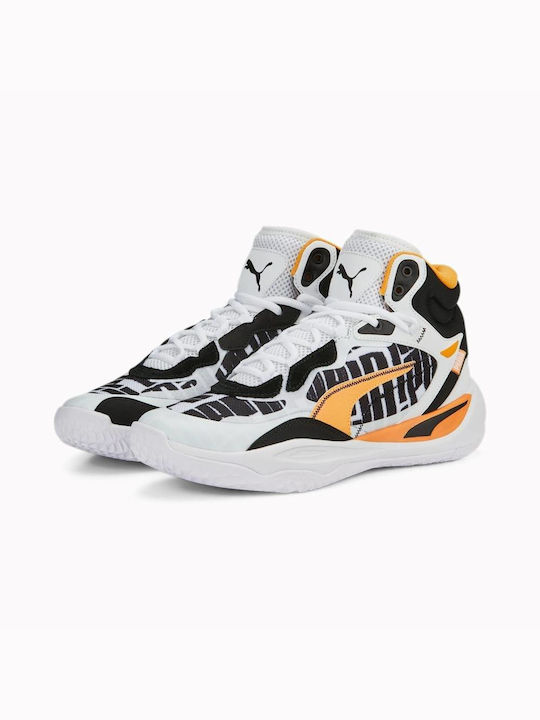 Puma Playmaker Pro High Basketball Shoes White / Clementine