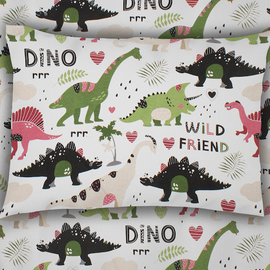 Dimcol Dinosaur 518 Baby Cotton Pillowcase Multicolour 35x45cm