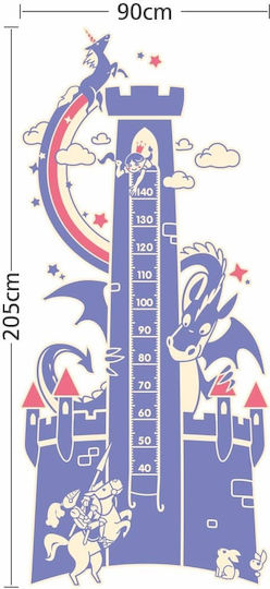 Caravelshop Kids Growth Height Chart Wall Sticker with Design Animals the Castle Dragon Blue 150cm