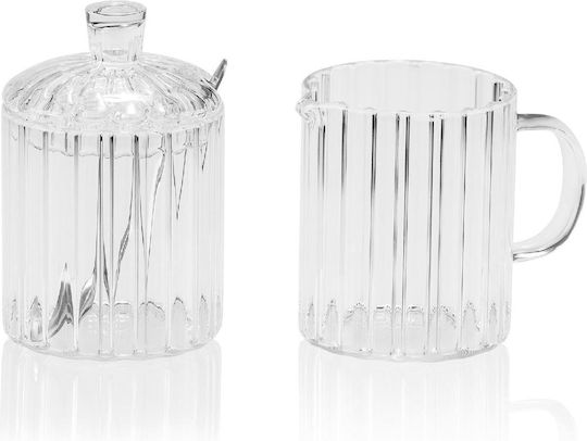 Andrea House Set Cană pentru lapte & Zaharniță de Servire Sticlă Transparent 2buc