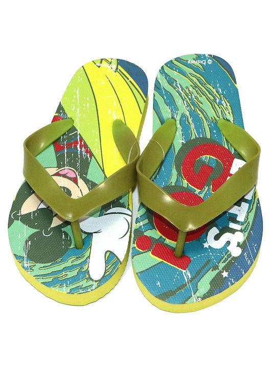 Disney Kids' Flip Flops Mickey Green D2587