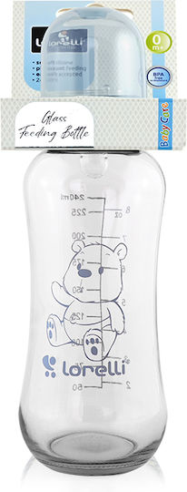 Lorelli Glas Babyflasche mit Silikon Saugflasche für 0+ Monate Blau Moonlight Blau 240ml