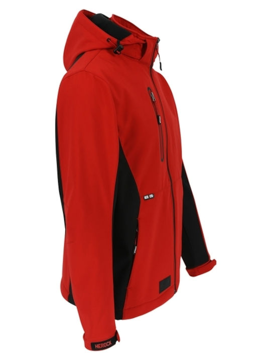 Herock Trystan Work Jacket Softshell with Detachable Hood Red